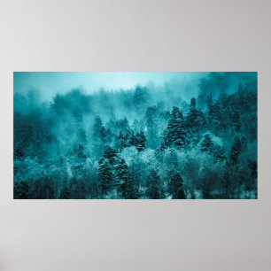 POSTER PHOTO À PEU PRÈS CONCENTRÉE D'ARBRES VERTS PENDANT