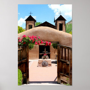 Poster Photo Adobe Church Sanctuario Chimayo Nouveau-Mexi