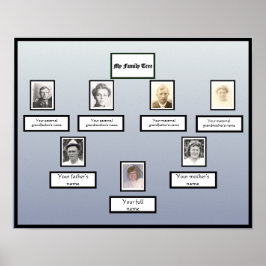 Poster Photo arbre de famille Bordure noire sur dégradé b