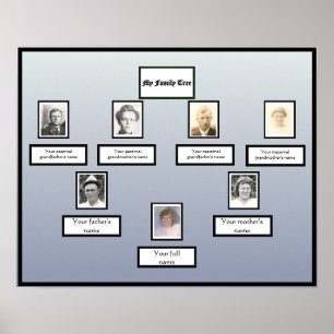 Poster Photo arbre de famille Bordure noire sur dégradé b