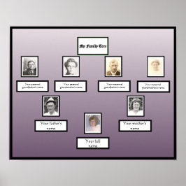 Poster Photo arbre de famille Bordure noire sur dégradé v