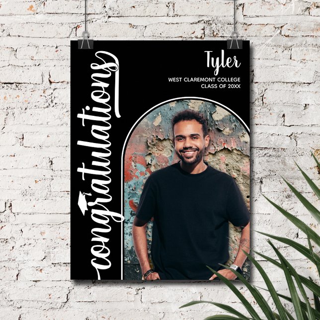 Poster Photo Arché noir (Arched Photo on black  Graduation Poster, INSTANT DOWNLOAD and/or PRINTED)