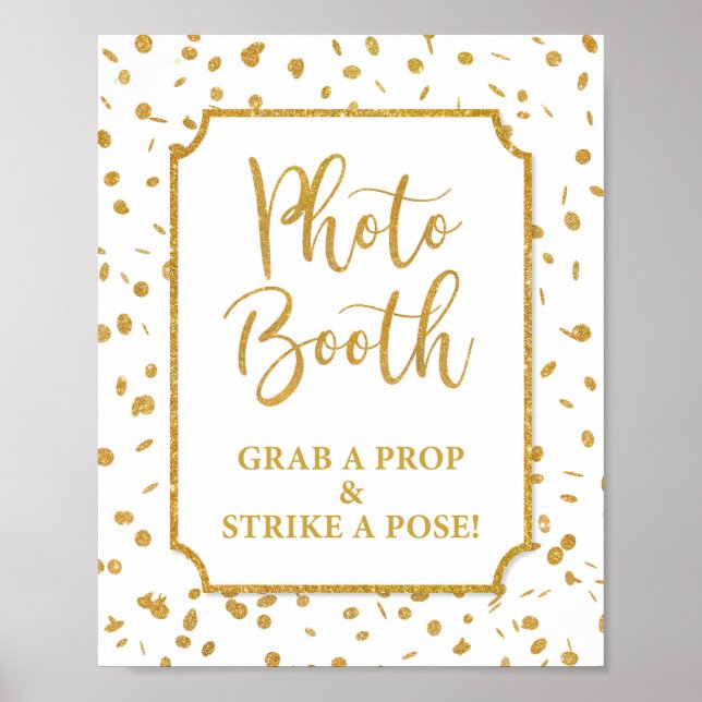 Poster Photo Booth Grab a Prop Strike a Pose Gold Sign (Devant)