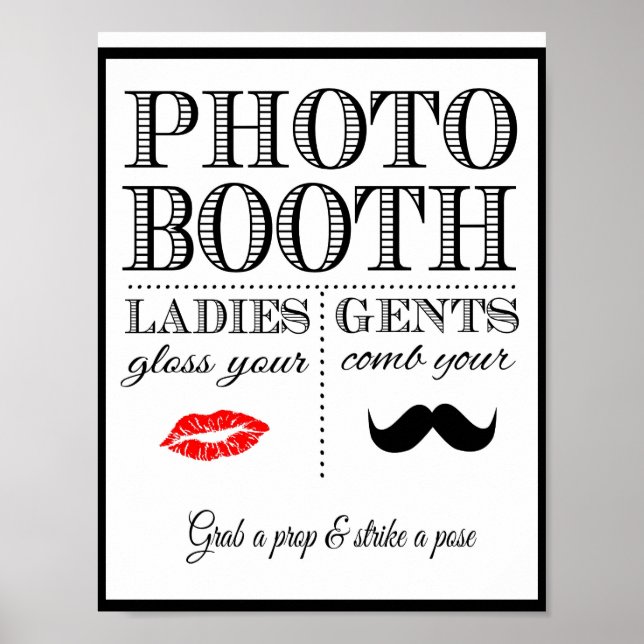 Poster PHOTO BOOTH  panneau de mariage ou de fête (Devant)