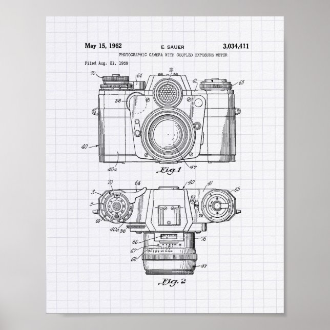 Poster Photo Caméra 1959 Art Brevet - Poivre Lined (Devant)