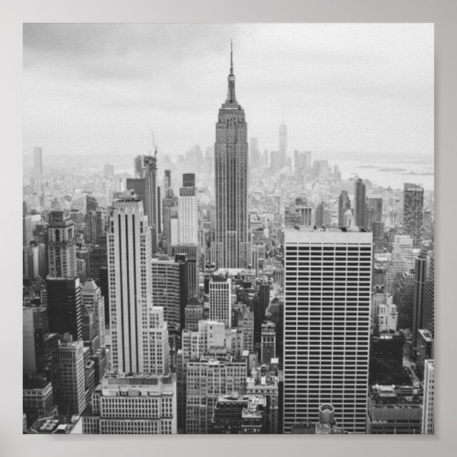 Poster Photo classique New York City en noir et blanc (Devant)