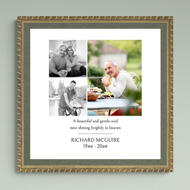 Poster Photo Collage 3 Photo Simple Funeral Memorial (Funeral memorial poster to order professionally printed or as a printable digital download)