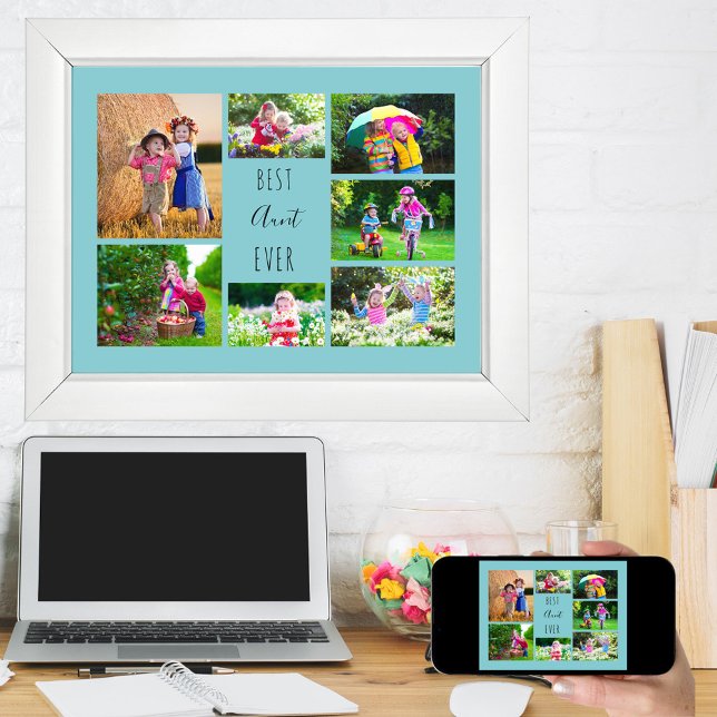 Poster Photo Collage 7 Photos Meilleure Tante Ever Sky Bl (Créateur téléchargé)