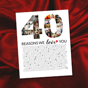 Poster photo collage anniversaire 40 Raisons de notre amo