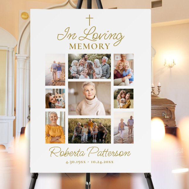 Poster Photo Collage Cross Funeral Memorial Welcome (Créateur téléchargé)