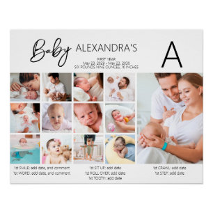 Poster Photo Collage de la première année du bébé Garde-f