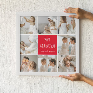 Poster Photo collage Maman Red We Love You Best Mother Ve