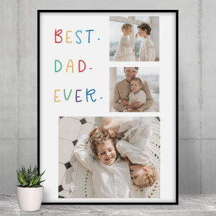 Poster Photo Collage moderne Colorful Meilleur Papa Jamai