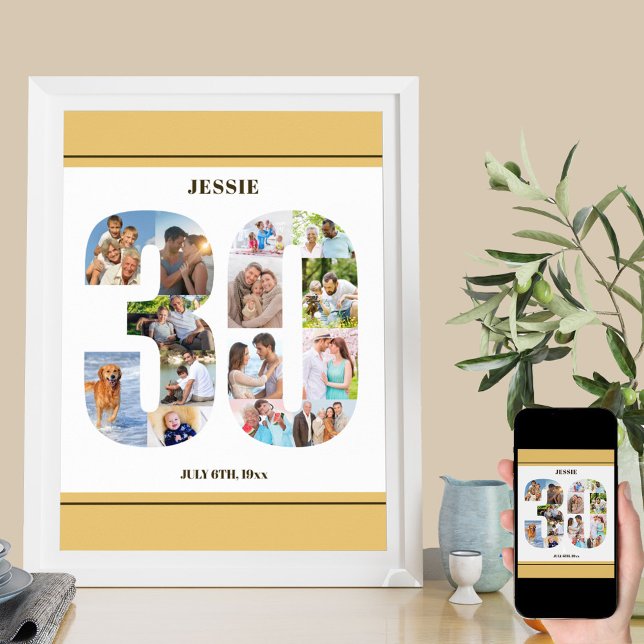 Poster Photo Collage Numéro 30 Neutre 30e anniversaire (Créateur téléchargé)
