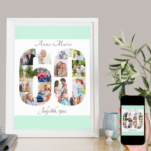 Poster Photo Collage Numéro 60 Monnaie Blanc 60e annivers