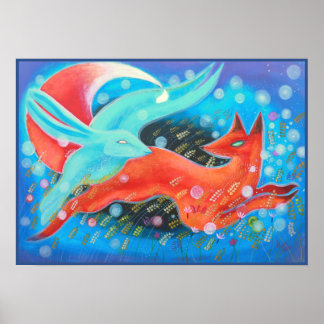 Poster Photo d'Animaux, de Renard et de Lièvre.
