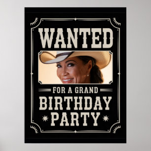 Poster Photo d'anniversaire de style Far West Western Cou