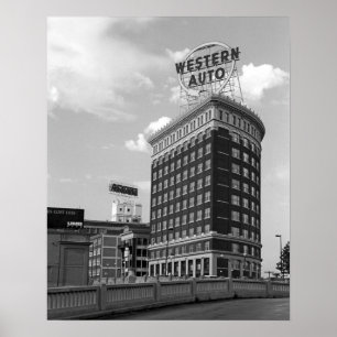 Poster Photo d'architecture noir et blanc de Western Auto