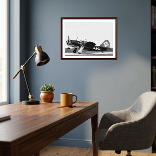 Poster Photo d'avion ancien noir et blanc d'aviation