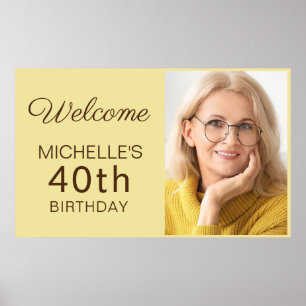 Poster Photo de 40e anniversaire de femme jaune 