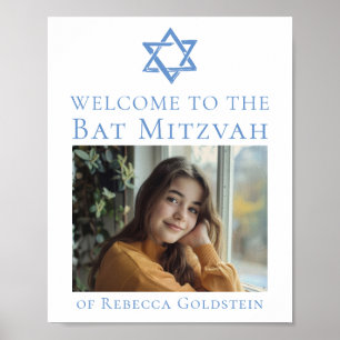Poster Photo de Bat Mitzvah Étoile de David bleue Fête