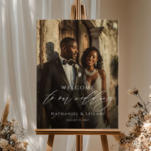 Poster Photo de bienvenue de mariage élégant