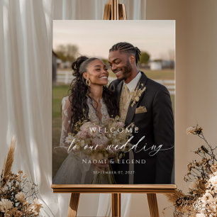 Poster Photo de bienvenue de mariage élégant