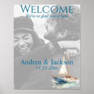 Poster Photo de bienvenue du Mariage de bateau à voile Wa