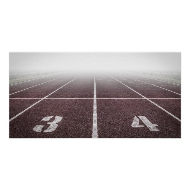 Poster Photo de brouillard de la piste d'athlétisme (Devant)