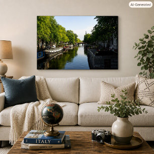 Poster Photo de canal panoramique d'Amsterdam et de pénic