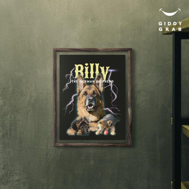 Poster Photo de chien personnalisée Bootleg tendance 90s (Créateur téléchargé)