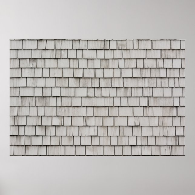 Poster Photo de clôture de bardeaux de toit gris (Devant)