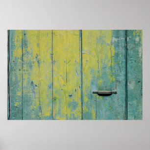 Poster Photo de clôture en bois jaune et turquoise