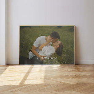 Poster Photo de couple de mariage avec noms personnalisés