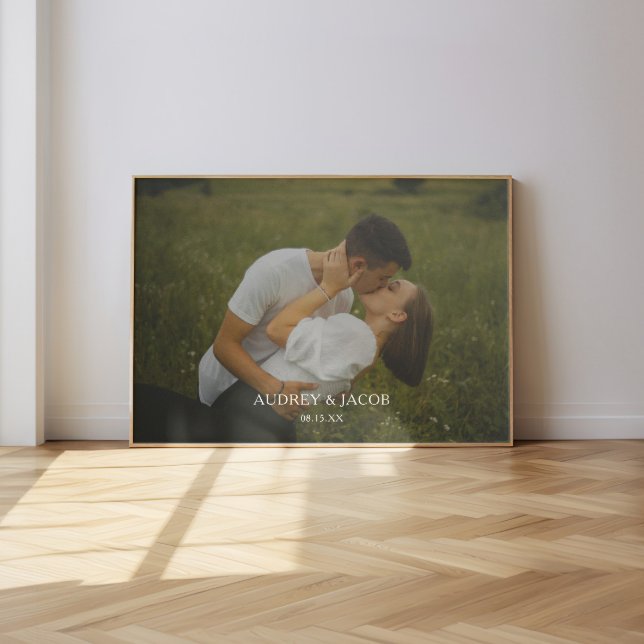 Poster Photo de couple de mariage avec noms personnalisés (Créateur téléchargé)