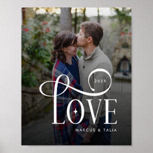 Poster Photo de couple fiancé personnalisé avec écriture