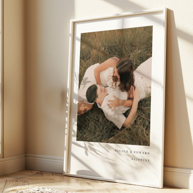 Poster Photo de couple simple moderne & noms personnalisé (Créateur téléchargé)