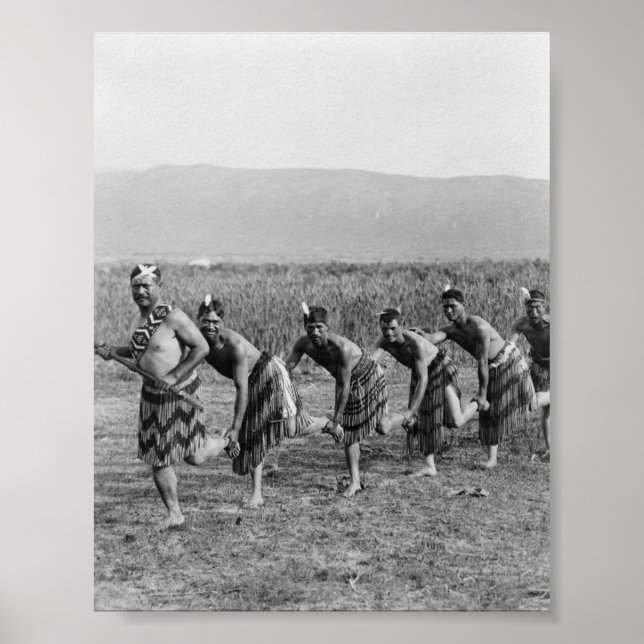 Poster Photo de danse de guerre maorie (Devant)