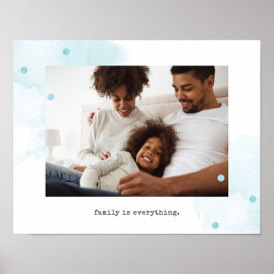 Poster Photo de famille avec Accents d'aquarelle bleue