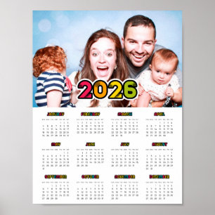 Poster Photo de famille colorée calendrier 2023