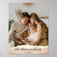 Photo de famille moderne & Nom personnalisé Cadeau
