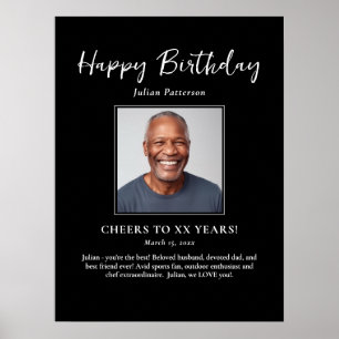 Poster Photo de fête d'anniversaire Bienvenue noir blanc