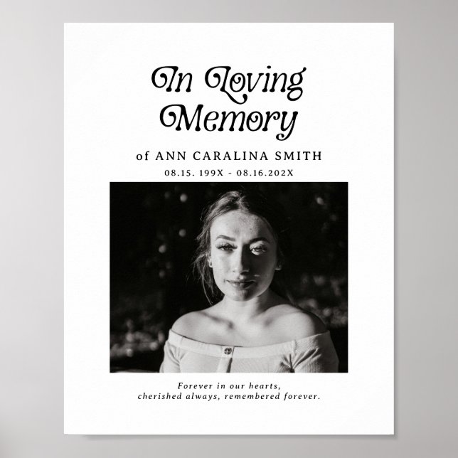 Poster Photo de funérailles rétro minimal en souvenir aim (Devant)