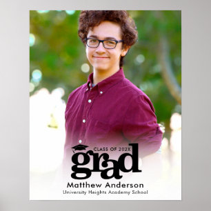 Poster Photo de Graduation blanche Typographie noire Mini