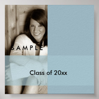 Poster Photo de Graduation en bleu clair Autographe Poste