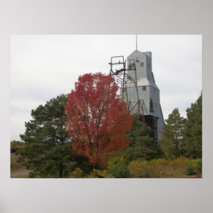 Poster Photo de grue de vapeur de mine de Quincy