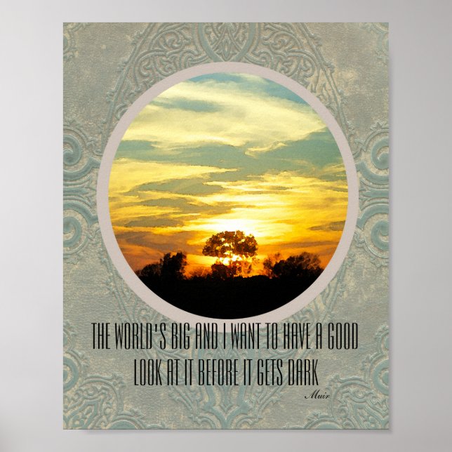 Poster Photo de la nature du coucher du soleil sur l'affi (Devant)
