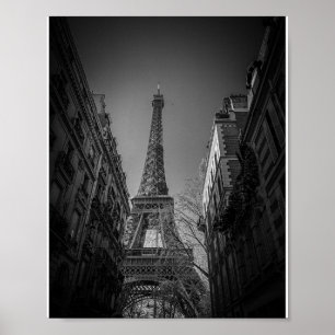 Poster Photo de la Tour Eiffel en noir et blanc