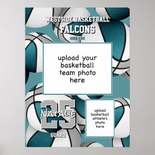 Poster photo de l'équipe de basket-ball gris turquoise