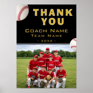Poster Photo de l'équipe de nom d'entraîneur de baseball